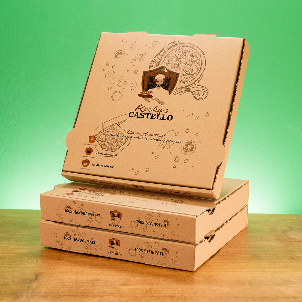 Personalized pizza boxes for events – from 25 pieces with your own design