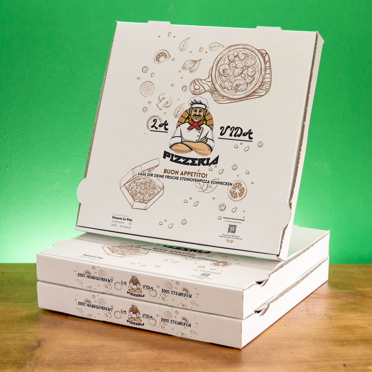 Pizzakarton mit Logo - FSC-zertifiziert, ab 200 Stück, Versand in 4 Tagen