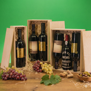 Wooden boxes for wine bottles