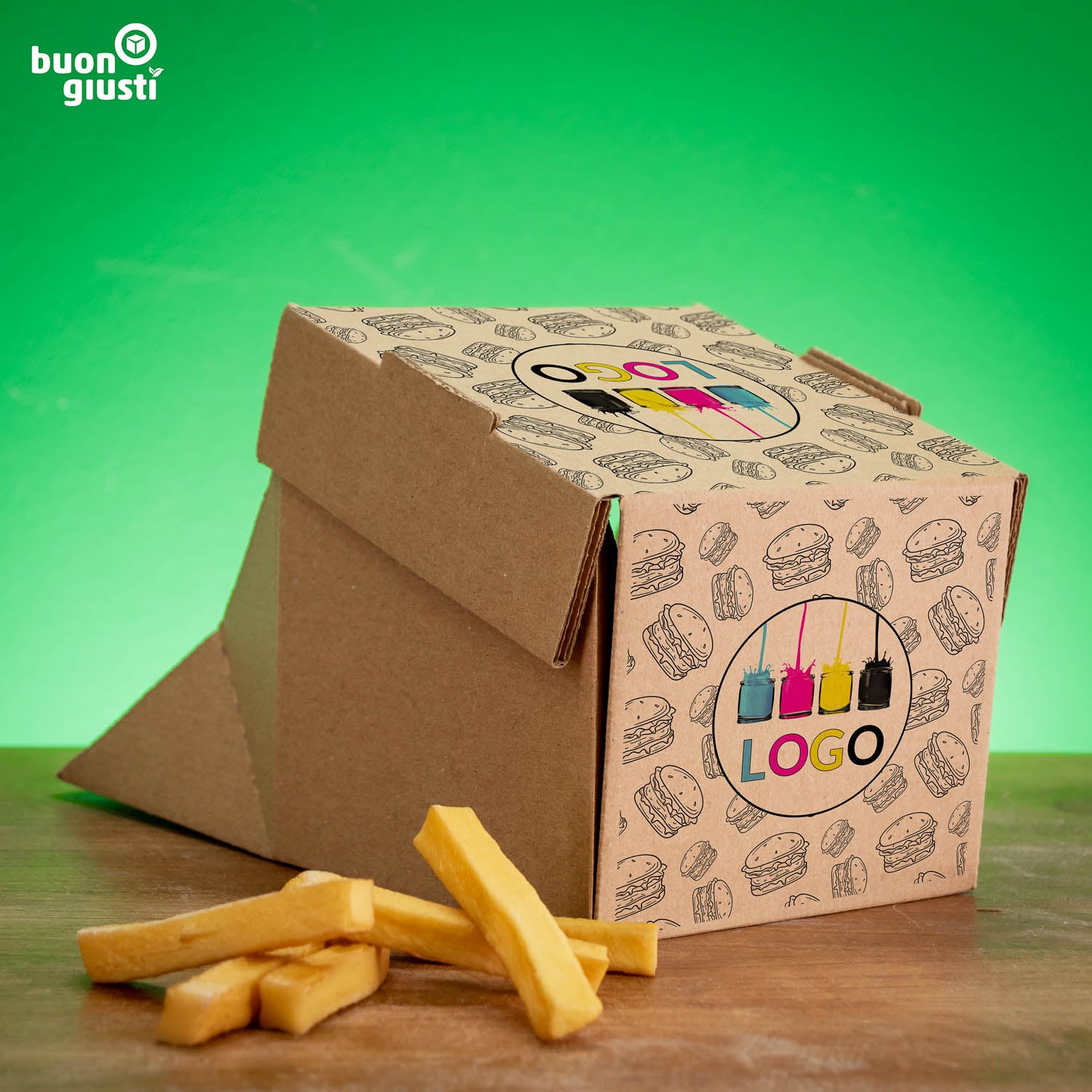 Boîte à hamburger avec logo - Toutes tailles
