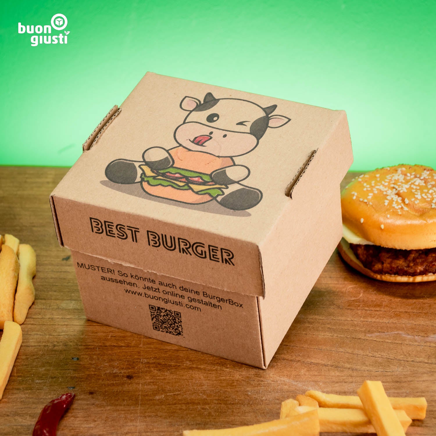Boîte à hamburger avec logo - Toutes tailles