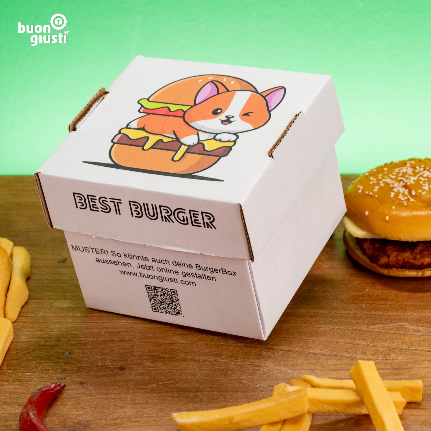 Boîte à hamburger avec logo - Toutes tailles