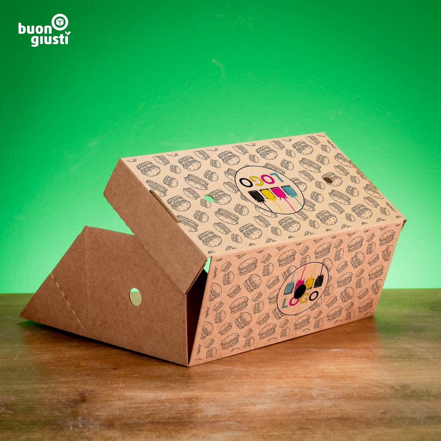 Boîte à hamburger avec logo - Toutes tailles