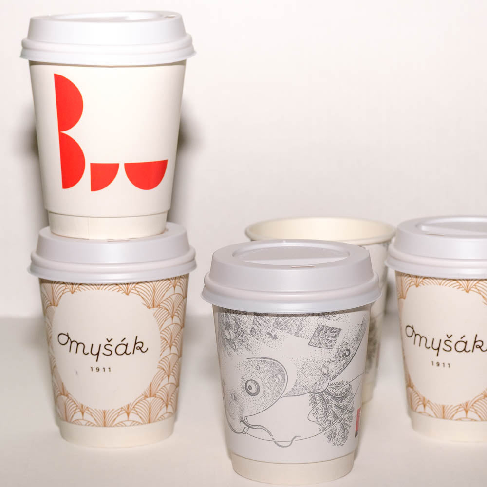 Tazza da asporto premium a doppia parete – A doppia parete, rivestita in PE e personalizzabile online