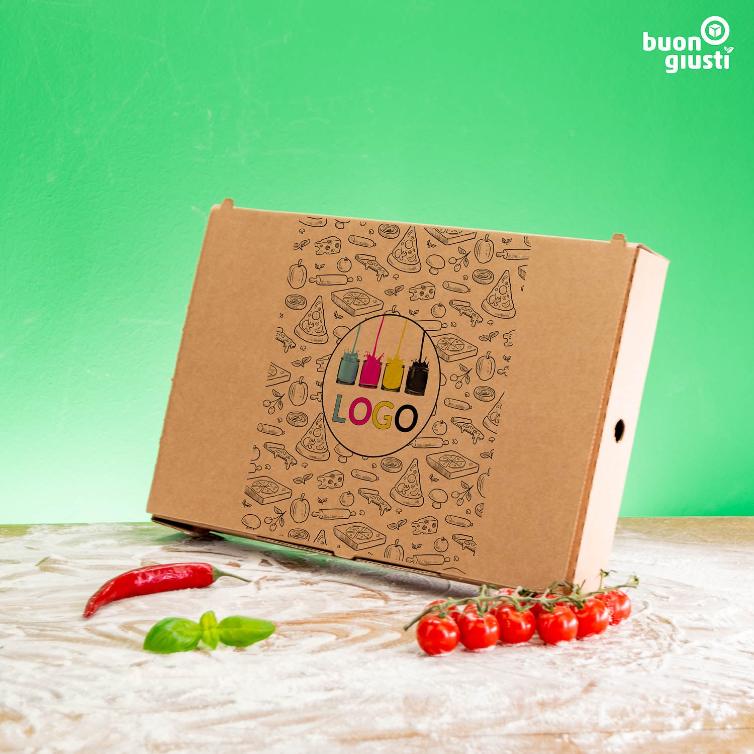 Pinsa pizza box with logo - All sizes