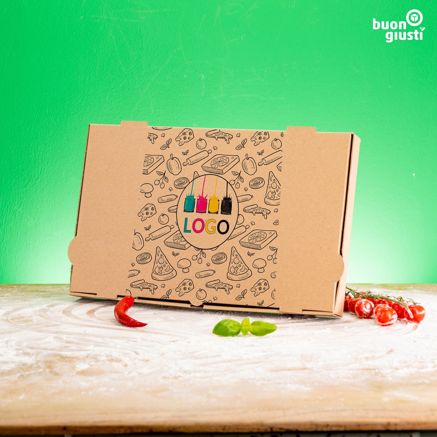 Pinsa Pizzakarton mit Logo - Alle Größen