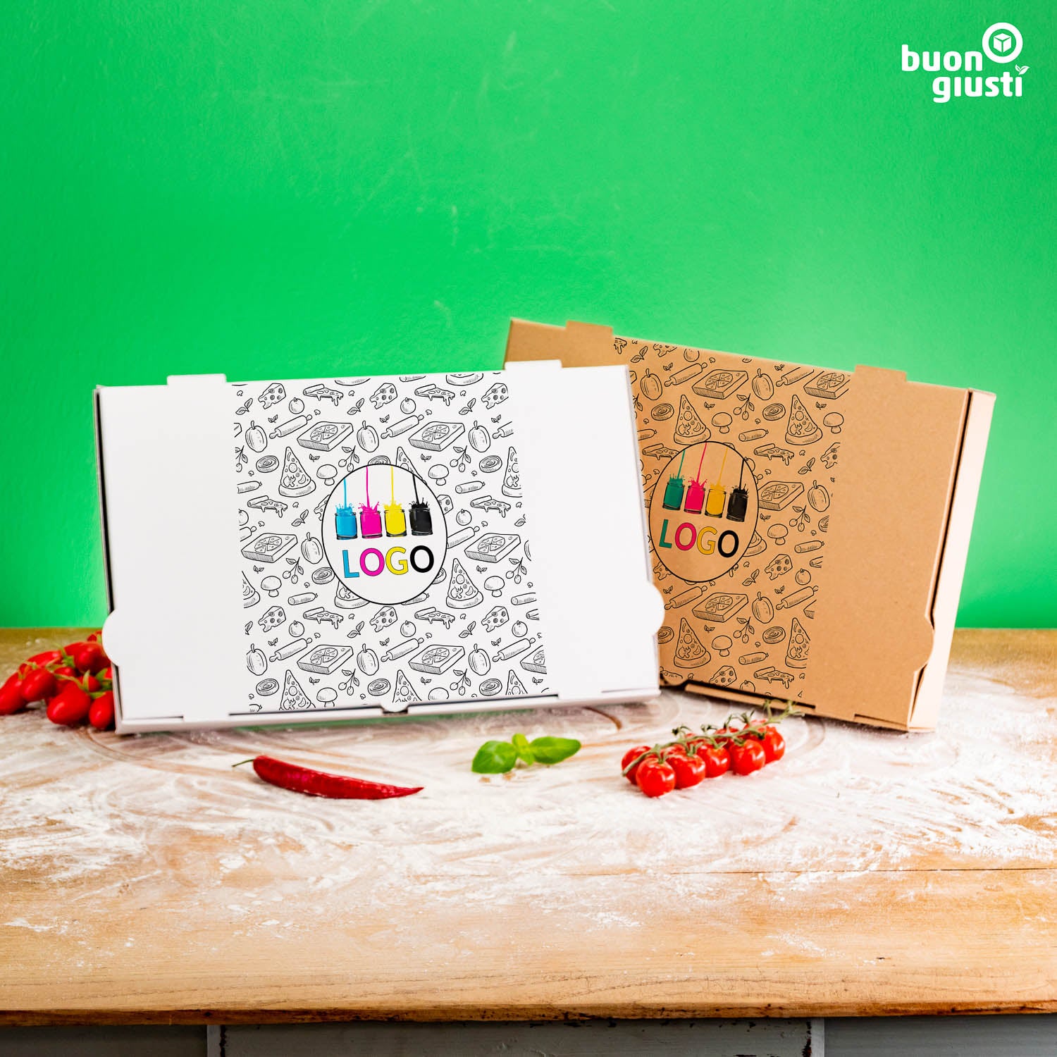 Pinsa pizza box with logo - All sizes