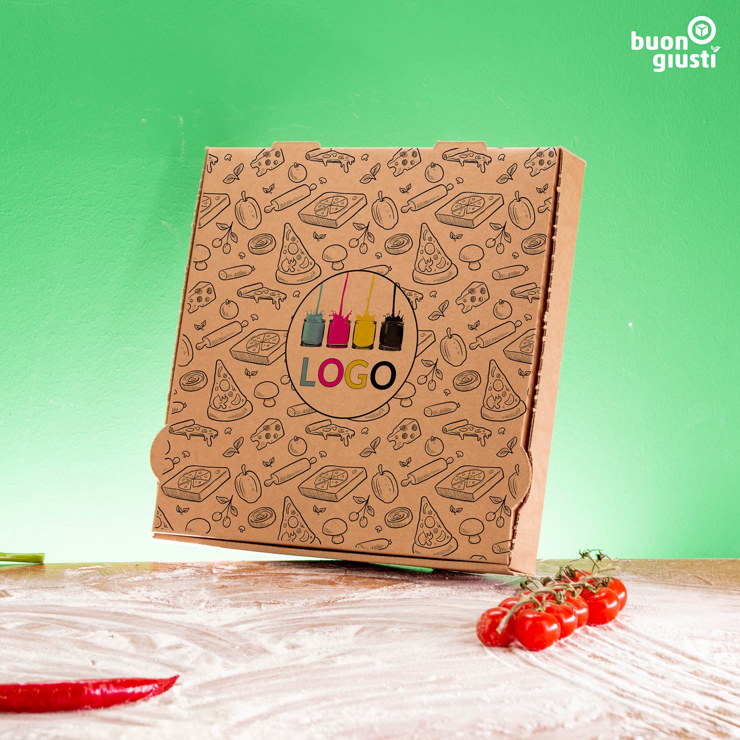 Pizzakarton mit Logo - Alle Größen