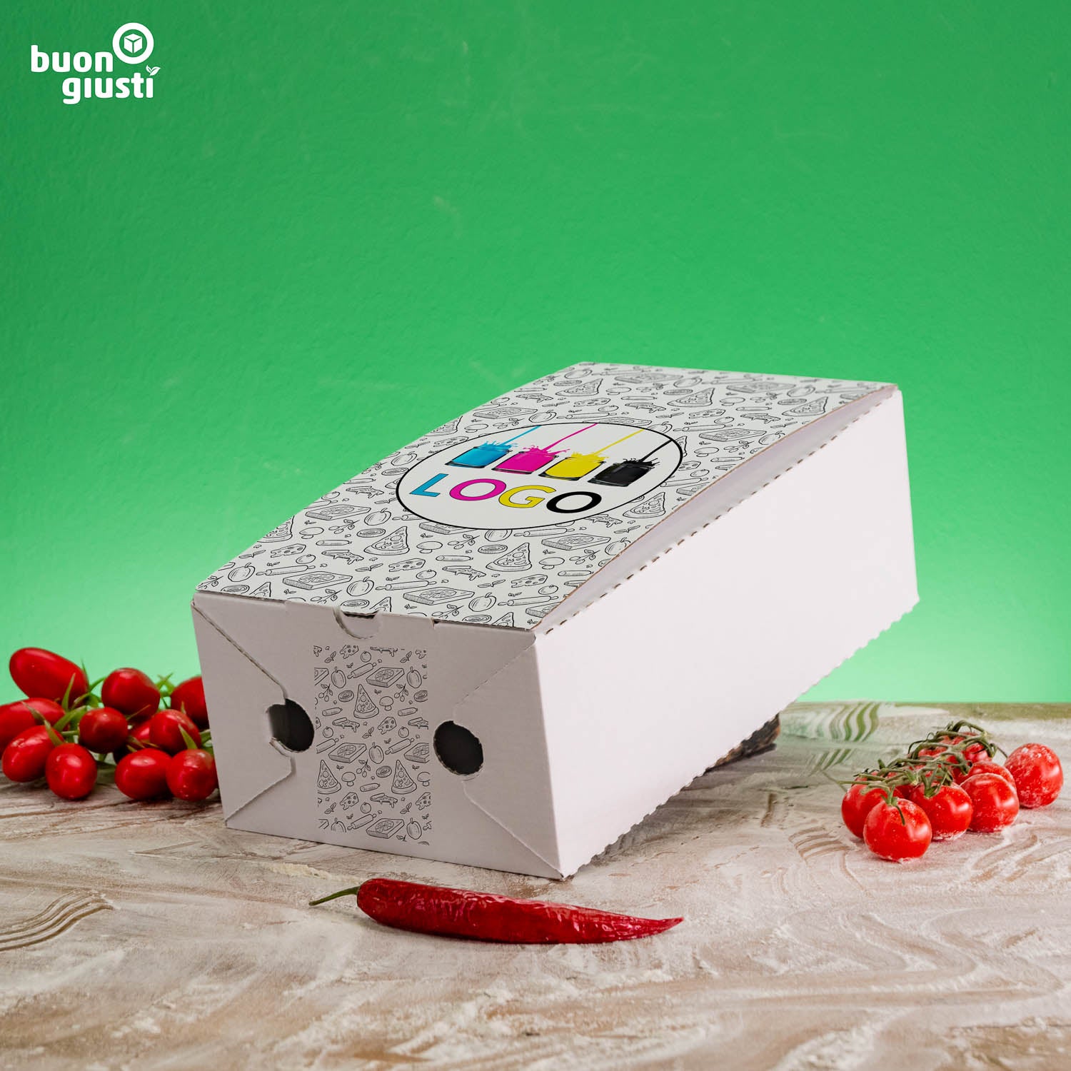 Calzonekarton mit Logo