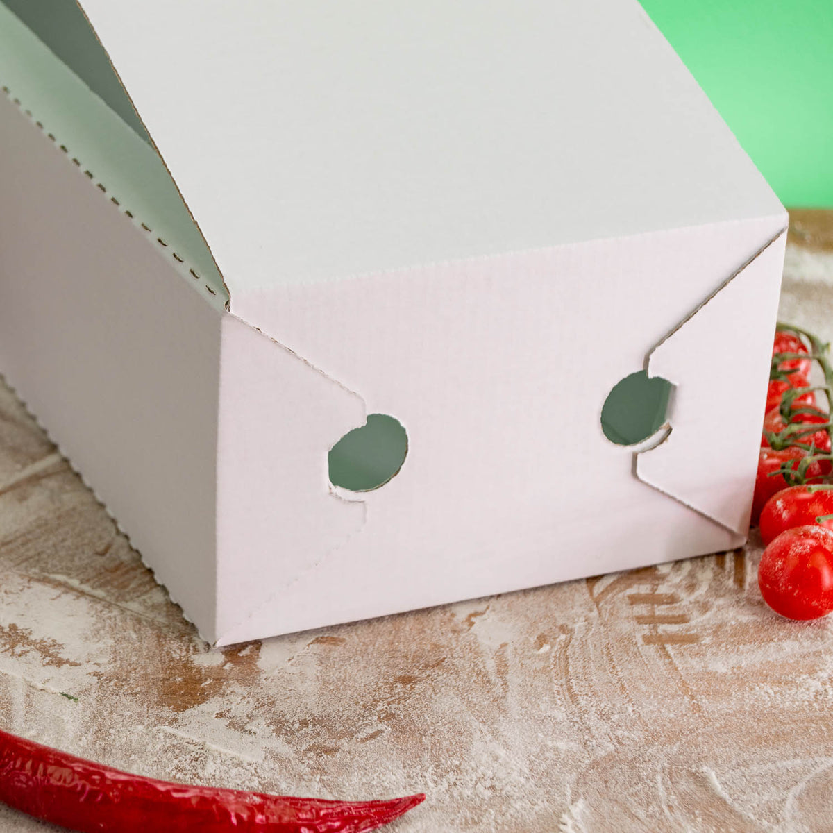 Weißer Calzone-Karton 30 x 16 x 10 cm ohne Logo, gestapelt