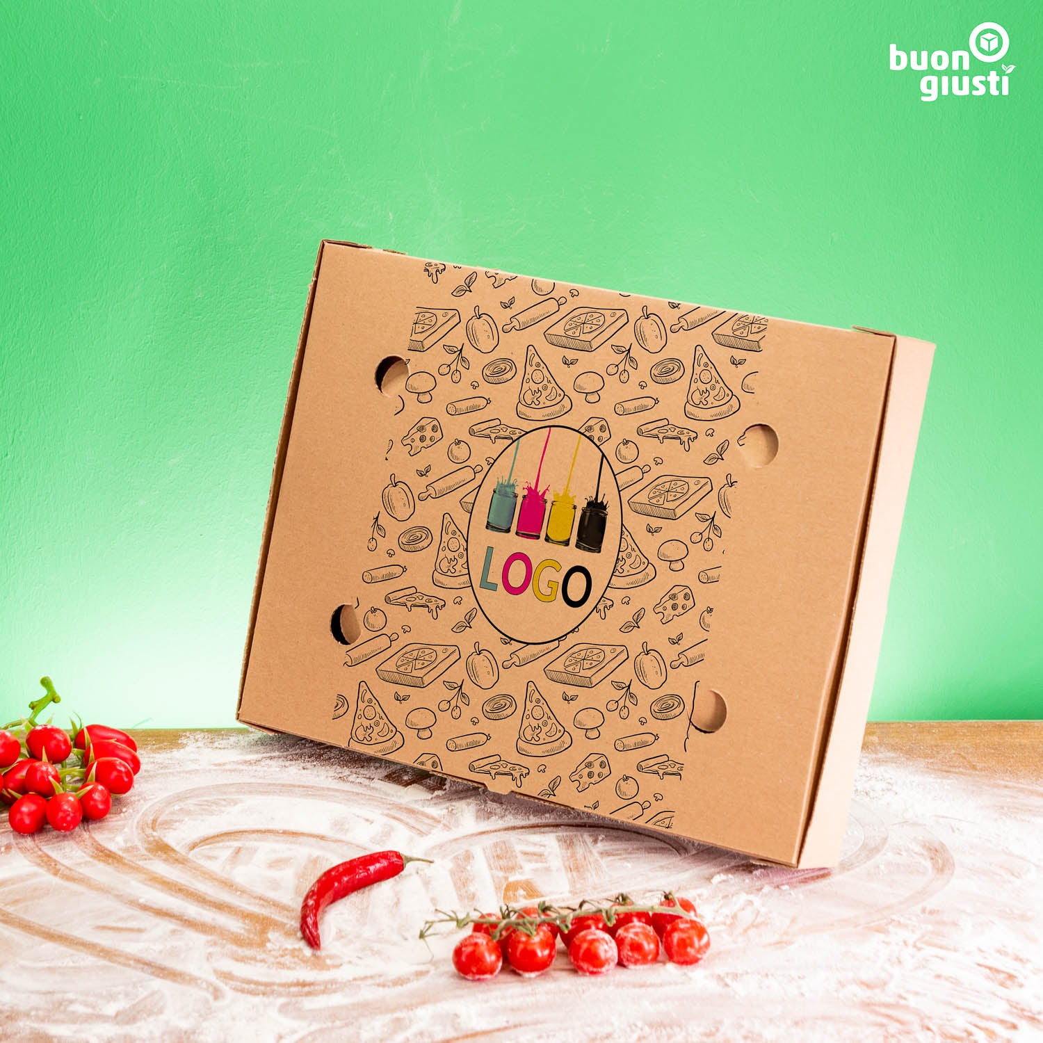 Pinsa pizza box with logo - All sizes