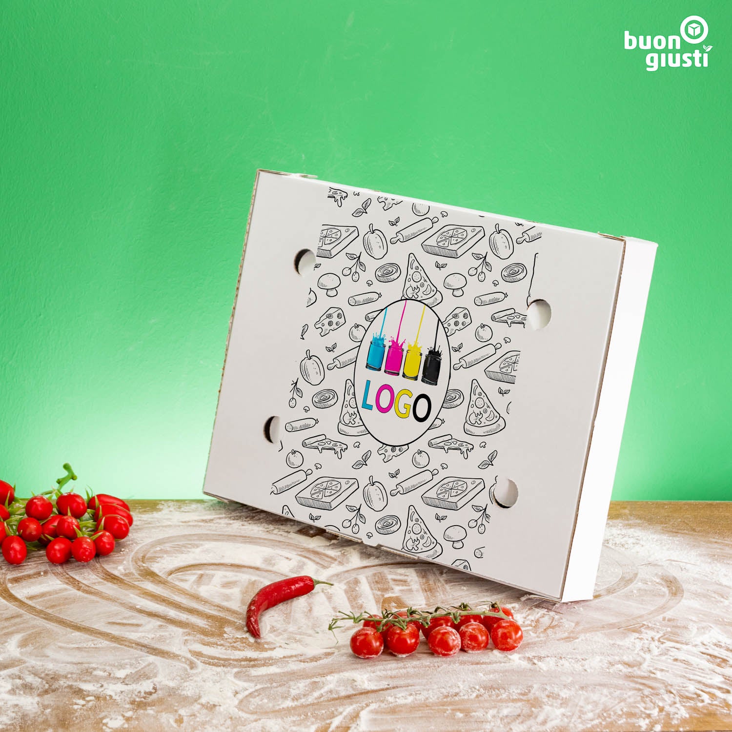 Pinsa pizza box with logo - All sizes