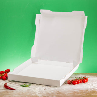 Weißer Pizzakarton 33 x 33 x 4 cm ohne Logo