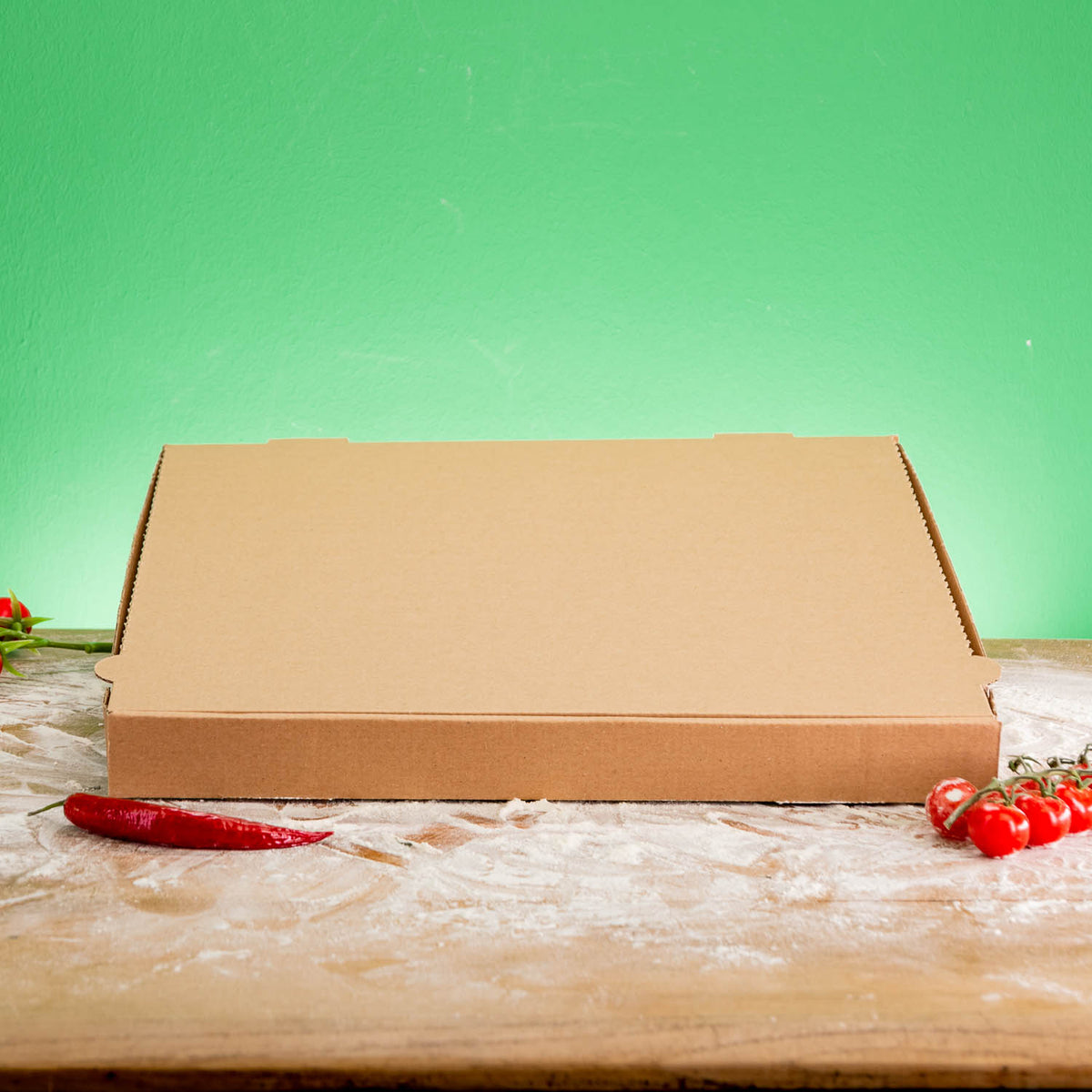 Brauner Pizzakarton 40 x 40 x 4 cm ohne Logo, Detailansicht