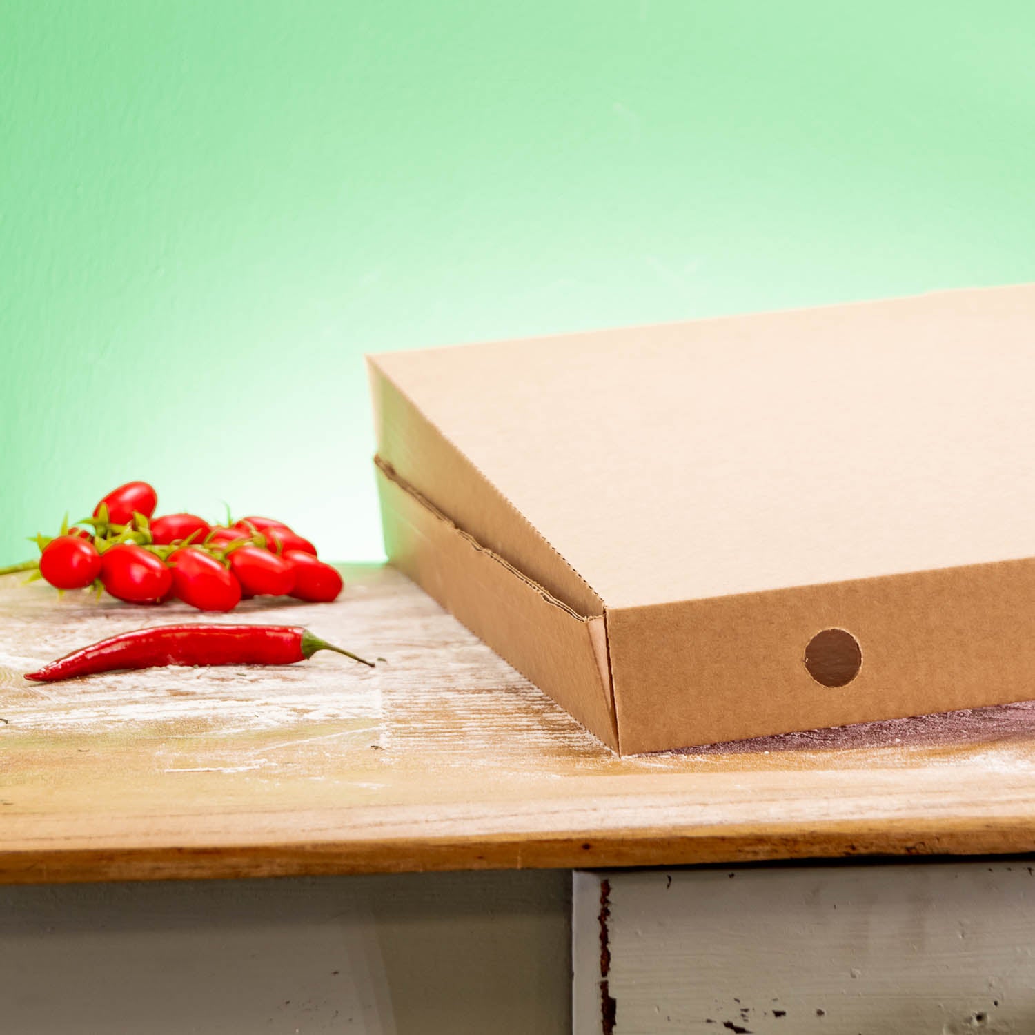 100 Pizzakartons 29x29x4 Cm – FSC-zertifiziert, Mit Aufdruck "Natürlich!", Aus Stabiler Wellpappe E-Welle, Lebensmittelecht