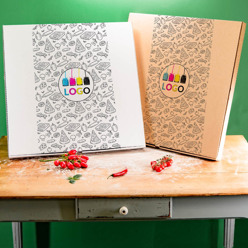 Partypizza Karton mit Logo