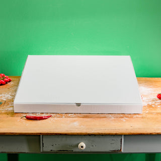 Weißer Partypizza-Karton 60 x 60 x 5 cm ohne Logo, Detailansicht