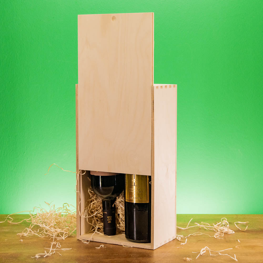 Individual Wine Box - Wooden Box for Gifts and Wine Bottles with Logo