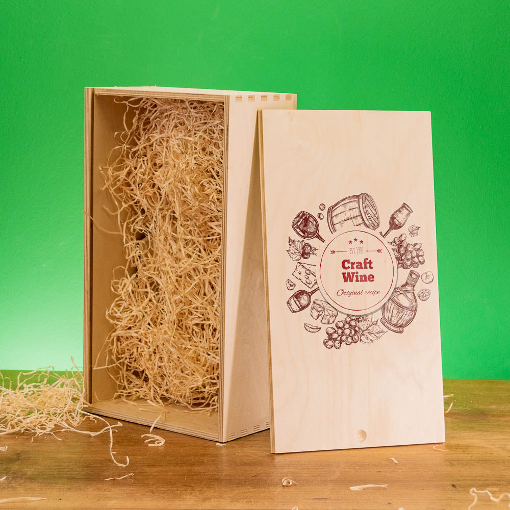 Individual Wine Box - Wooden Box for Gifts and Wine Bottles with Logo