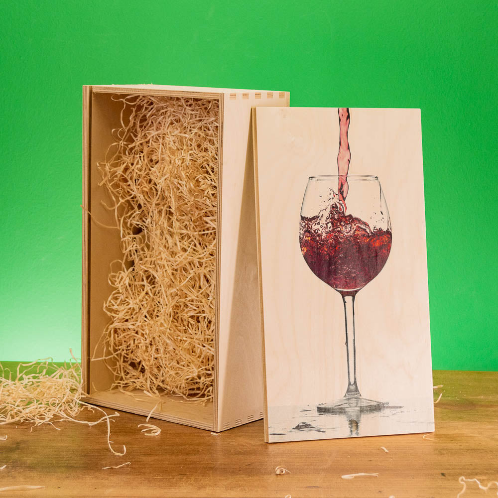 Individual Wine Box - Wooden Box for Gifts and Wine Bottles with Logo