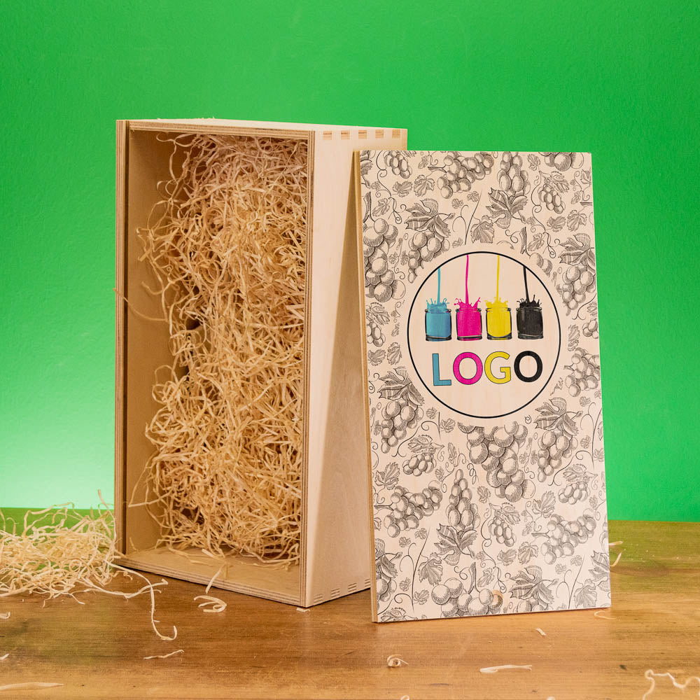 Individual Wine Box - Wooden Box for Gifts and Wine Bottles with Logo
