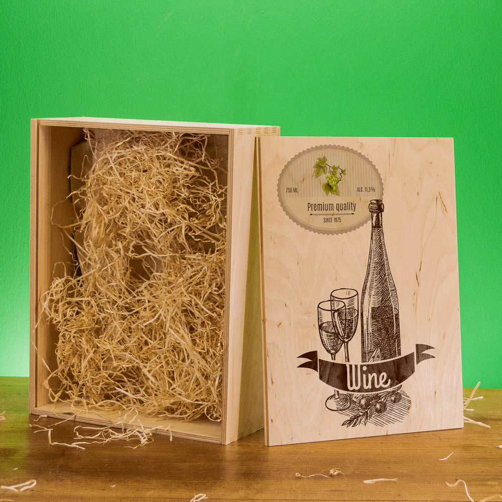 Individual Wine Box - Wooden Box for Gifts and Wine Bottles with Logo
