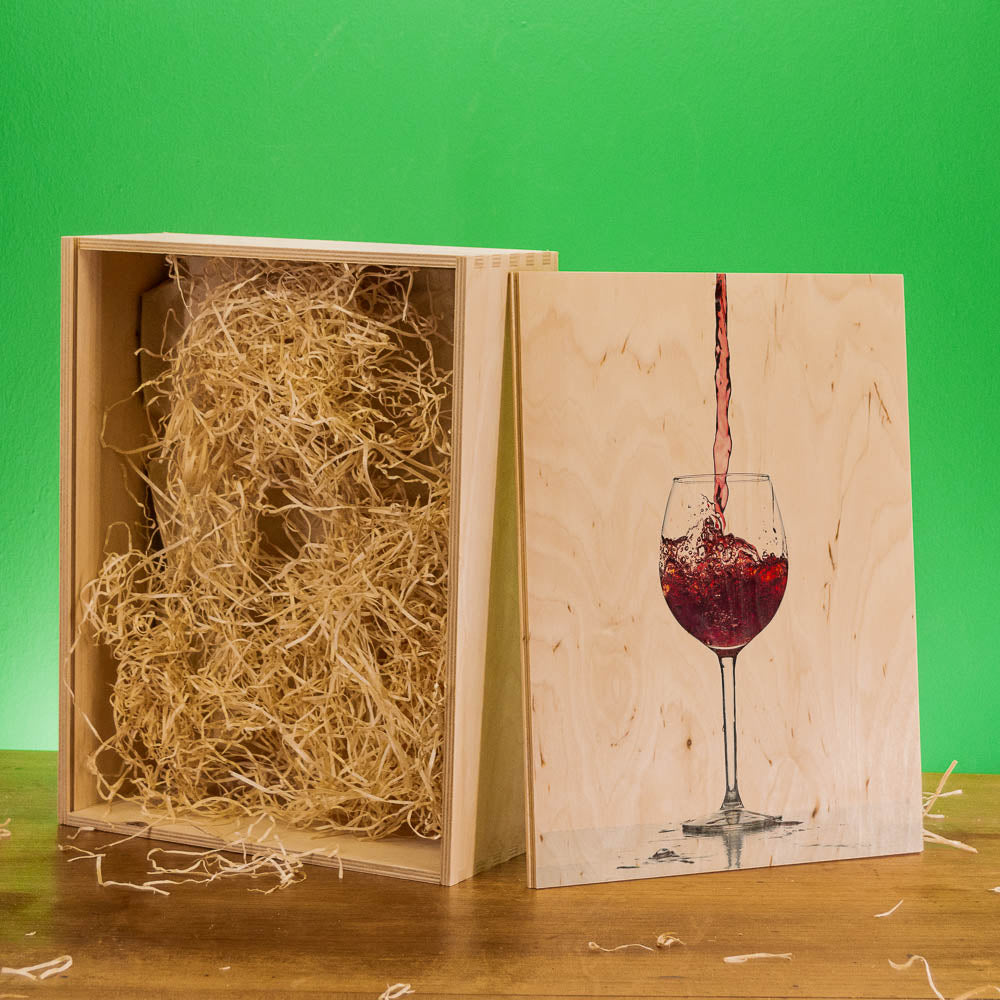 Individual Wine Box - Wooden Box for Gifts and Wine Bottles with Logo