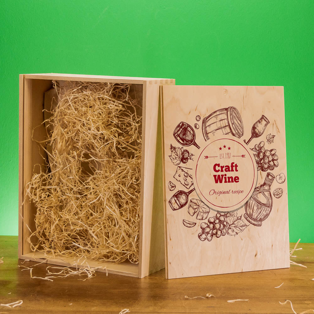 Individual Wine Box - Wooden Box for Gifts and Wine Bottles with Logo
