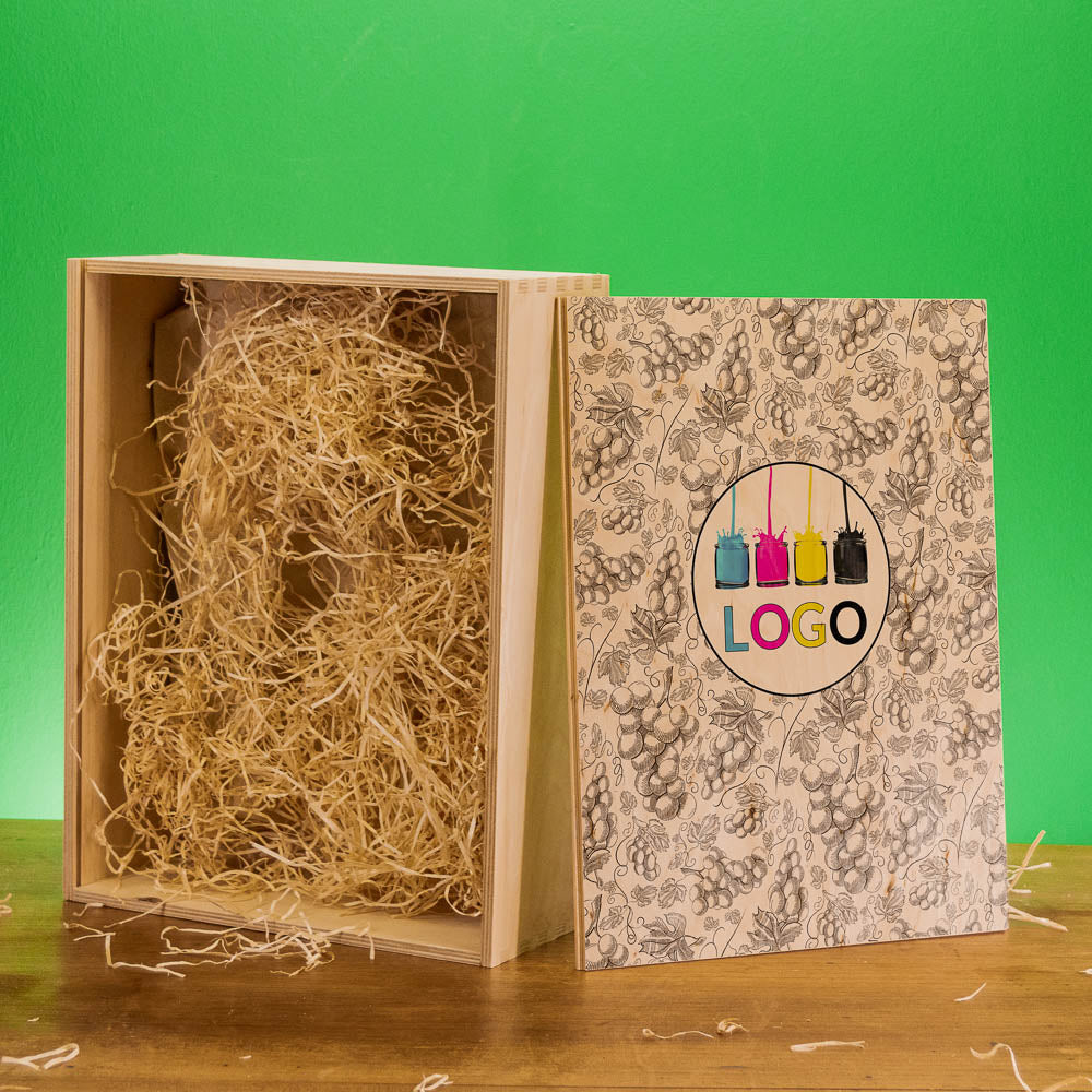 Individual Wine Box - Wooden Box for Gifts and Wine Bottles with Logo