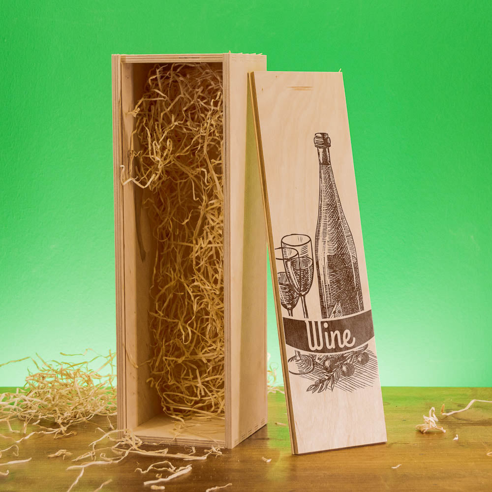 Individual Wine Box - Wooden Box for Gifts and Wine Bottles with Logo