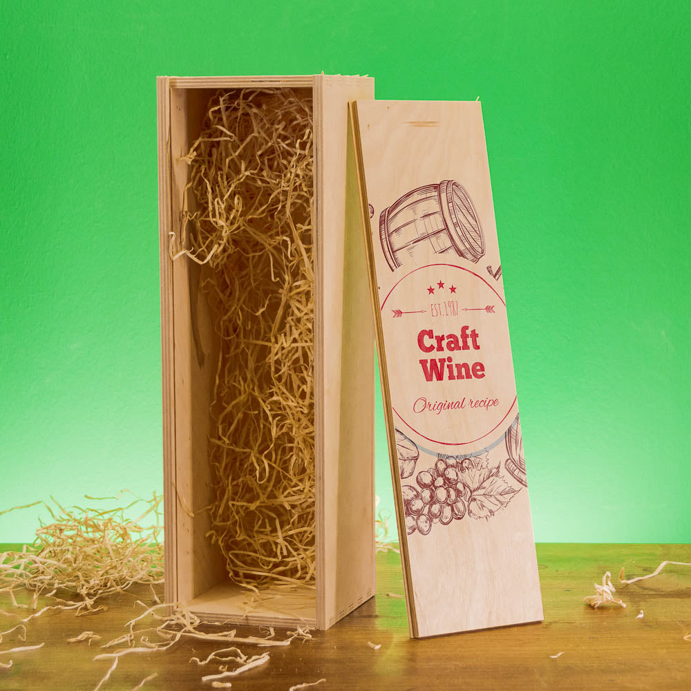 Individual Wine Box - Wooden Box for Gifts and Wine Bottles with Logo