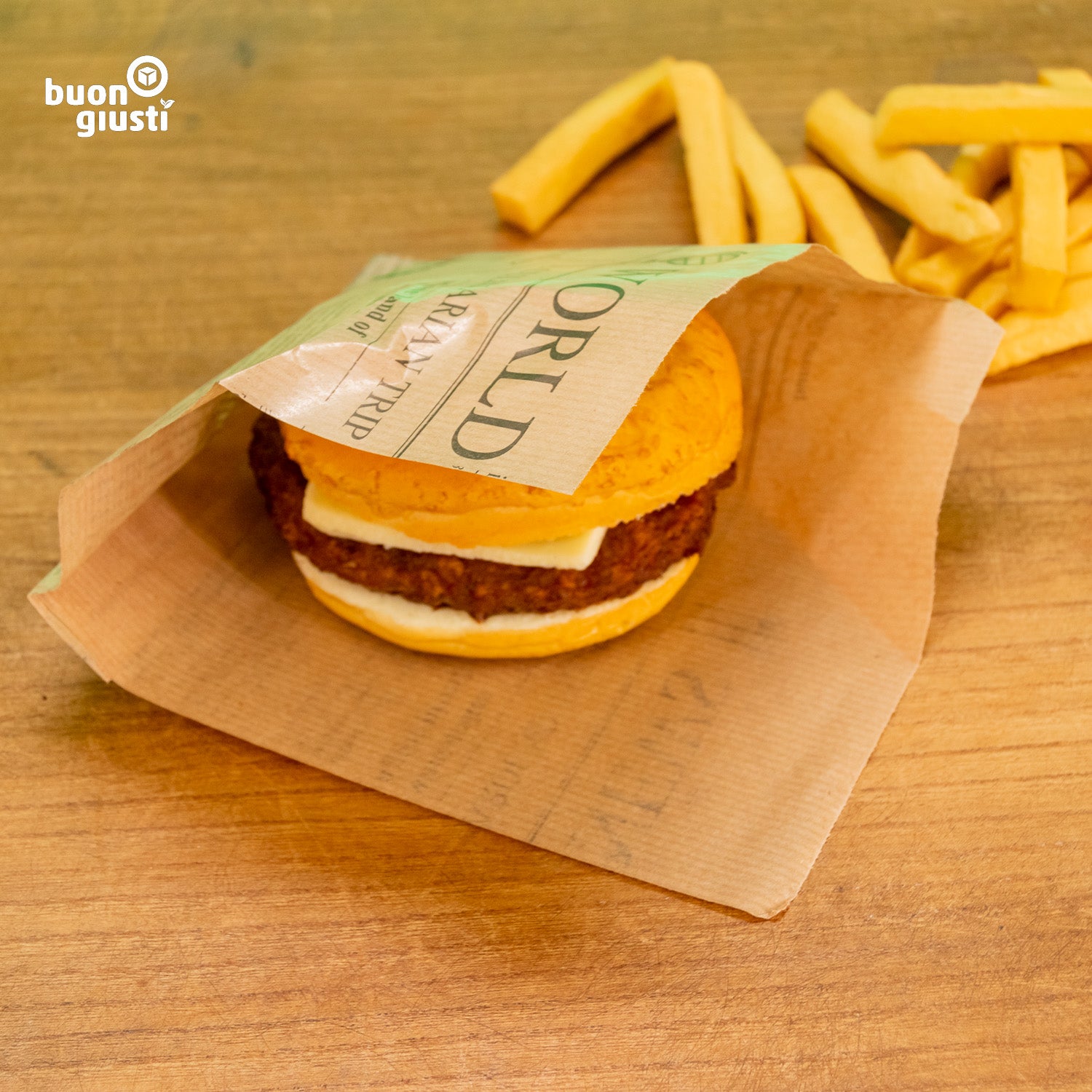 Döner- Hamburgertasche aus Papier Zeitungs Optik - 15x16 cm