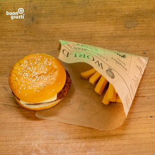 Döner- und Hamburgertasche aus Papier in Zeitungsoptik, 15 x 16 cm