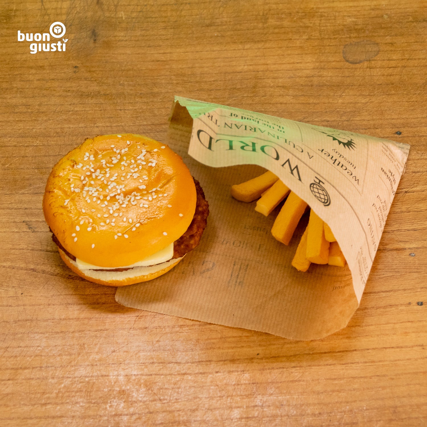 Döner- Hamburgertasche aus Papier Zeitungs Optik - 15x16 cm