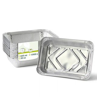 Bandejas de aluminio con tapa, 21,4 x 14,9 x 4,3 cm, 845 ml, rectangulares, 1.000 unidades
