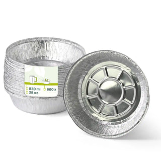 أطباق ألمنيوم دائرية مع غطاء، 830 ml، Ø 180 mm، 600 قطعة