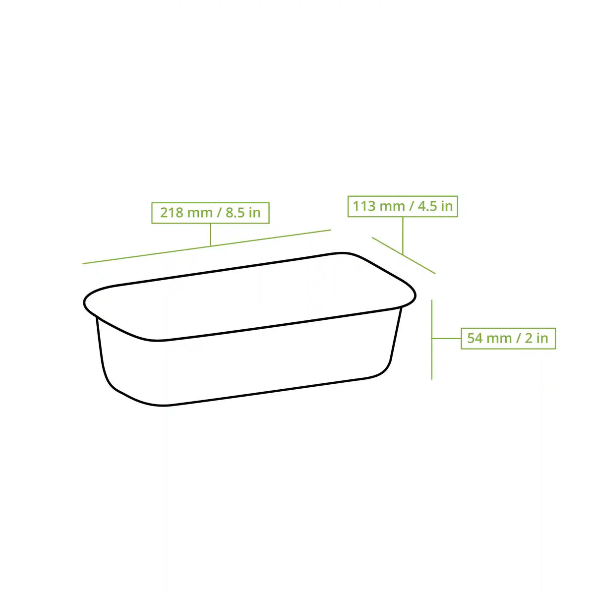 Vaschette in alluminio con coperchio 22 x 11 x 5 cm, 900 ml, rettangolari, 500 pz.