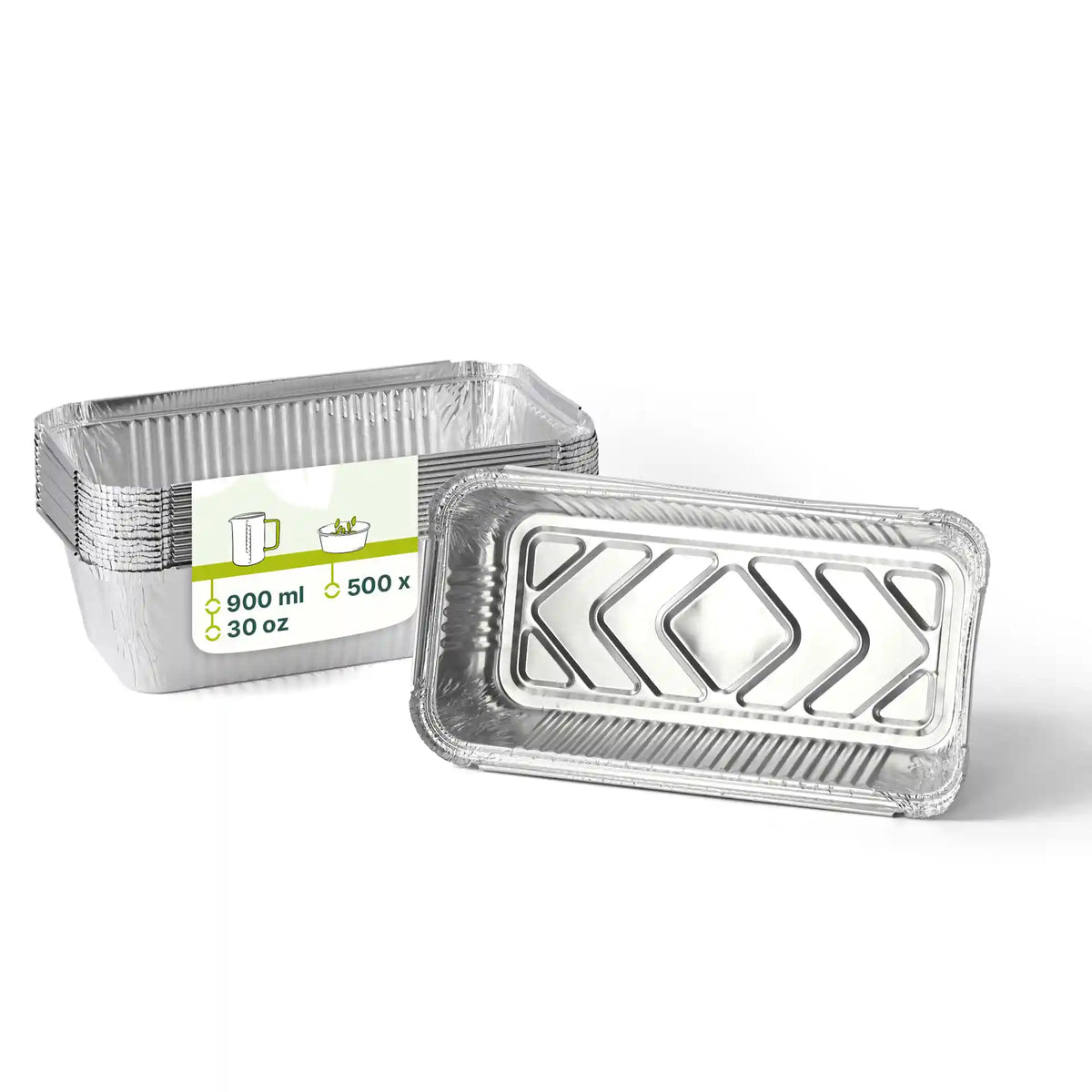 Vaschette in alluminio con coperchio 22 x 11 x 5 cm, 900 ml, rettangolari, 500 pz.