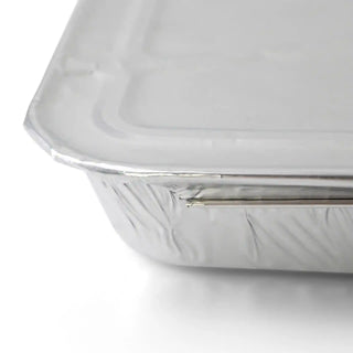 Vaschette menu in alluminio con coperchio 23 x 18 x 3 cm, 2 scomparti, rettangolari | 1.000 pz.