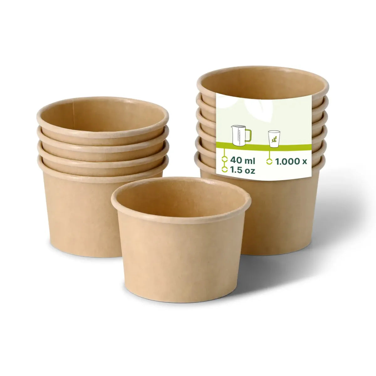 Set di coppette monoporzione e coperchi in rPET abbinati (Ø 62 mm) - 1.000 pezzi.