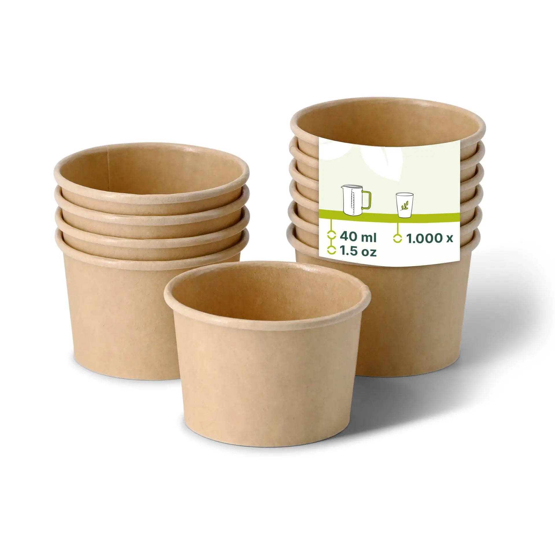 Set di coppette monoporzione e coperchi in rPET abbinati (Ø 62 mm) - 1.000 pezzi.