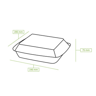 Menüboxen aus Zuckerrohr 25 x 20 x 7,5 cm