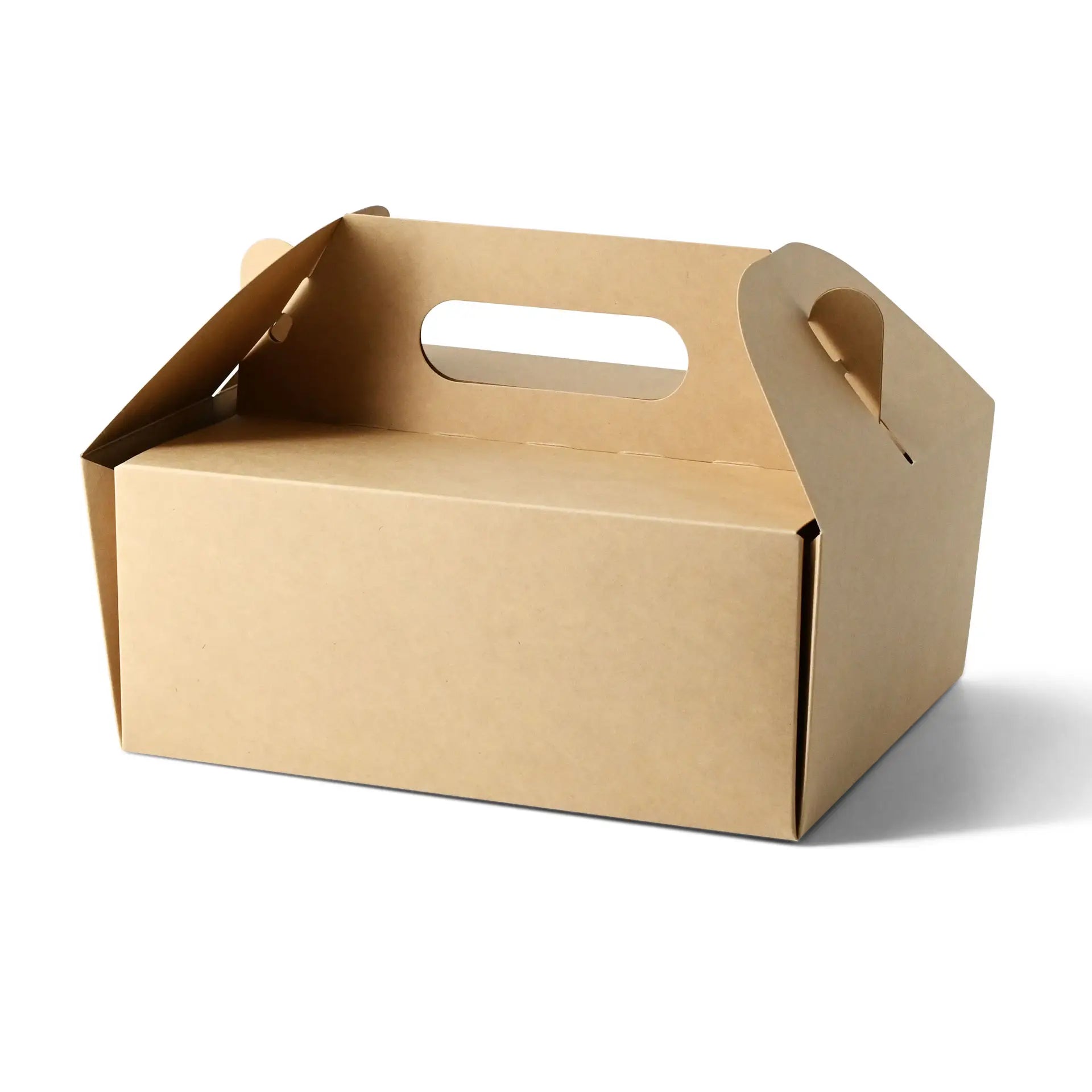 Boîte à gâteau en carton avec poignée, blanche et brune, pliable - toutes tailles