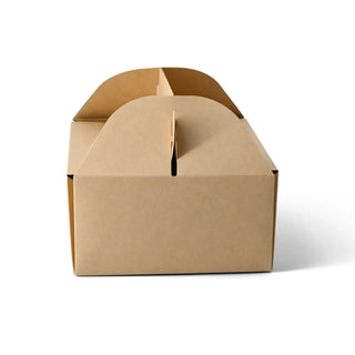 Caja para pasteles de cartón con asa, blanca y marrón, plegable - todos los tamaños