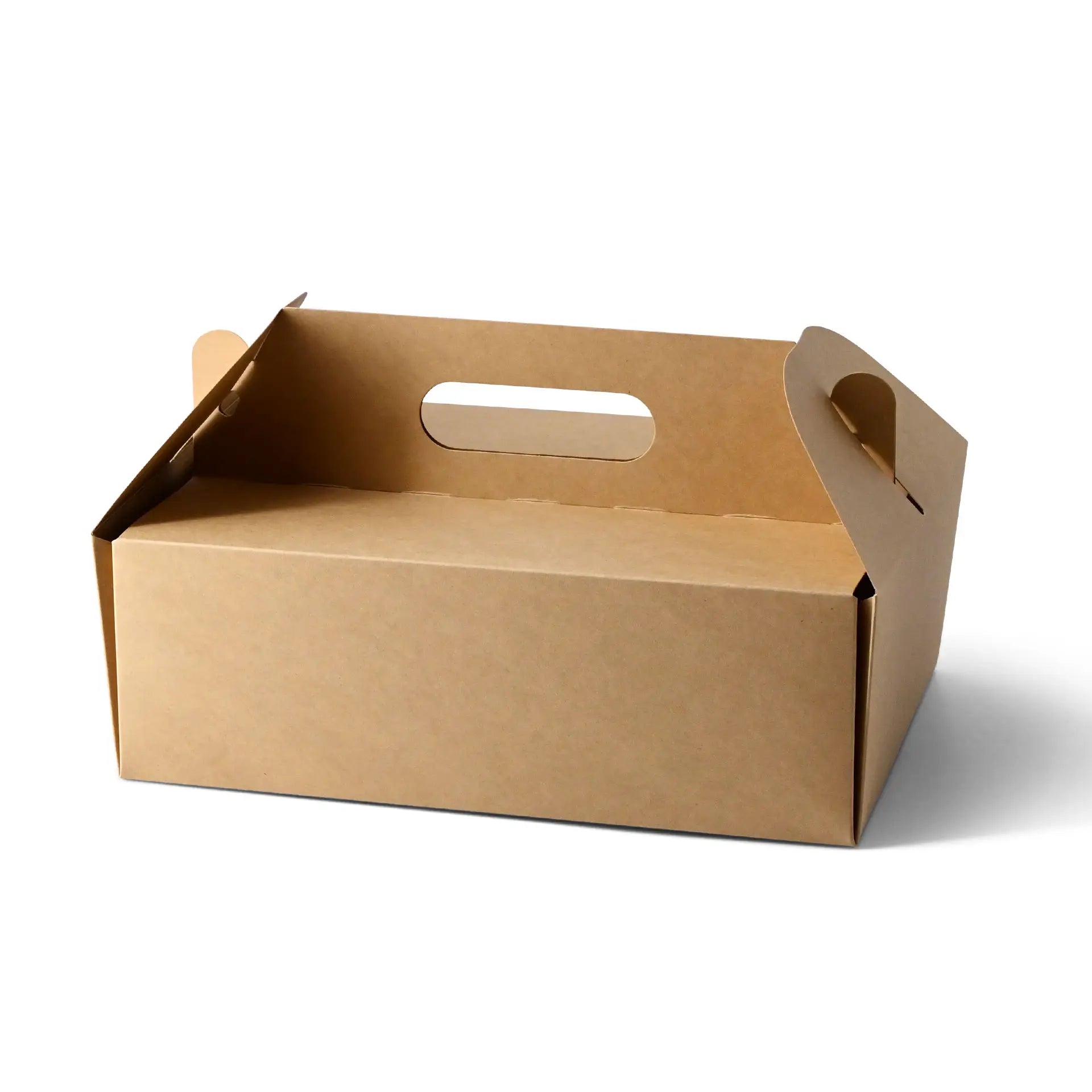 Boîte à gâteau en carton avec poignée, blanche et brune, pliable - toutes tailles
