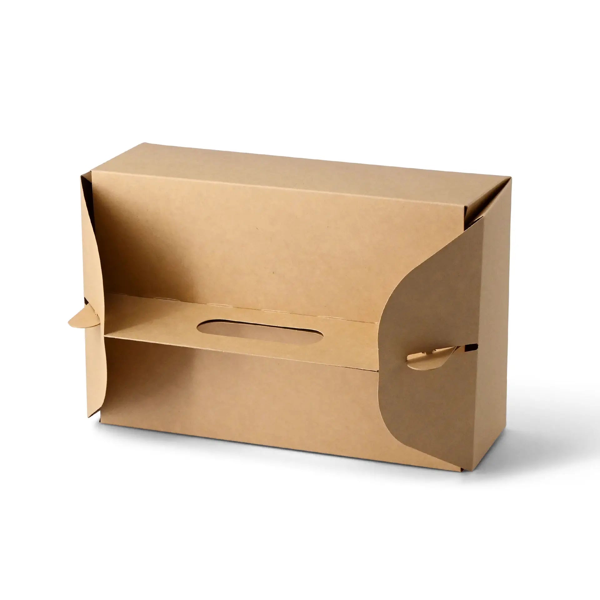 Boîte à gâteau en carton avec poignée, blanche et brune, pliable - toutes tailles