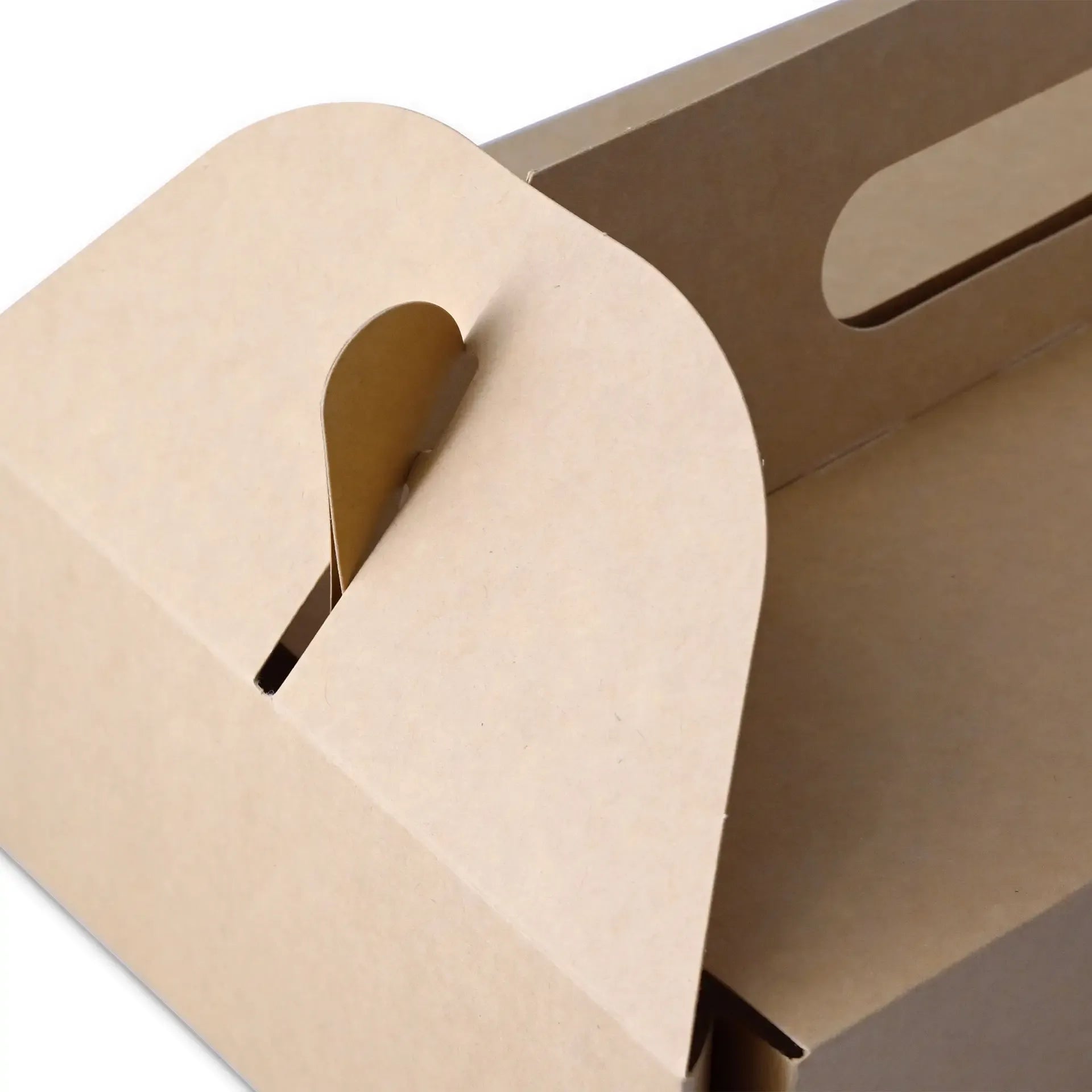 Boîte à gâteau en carton avec poignée, blanche et brune, pliable - toutes tailles