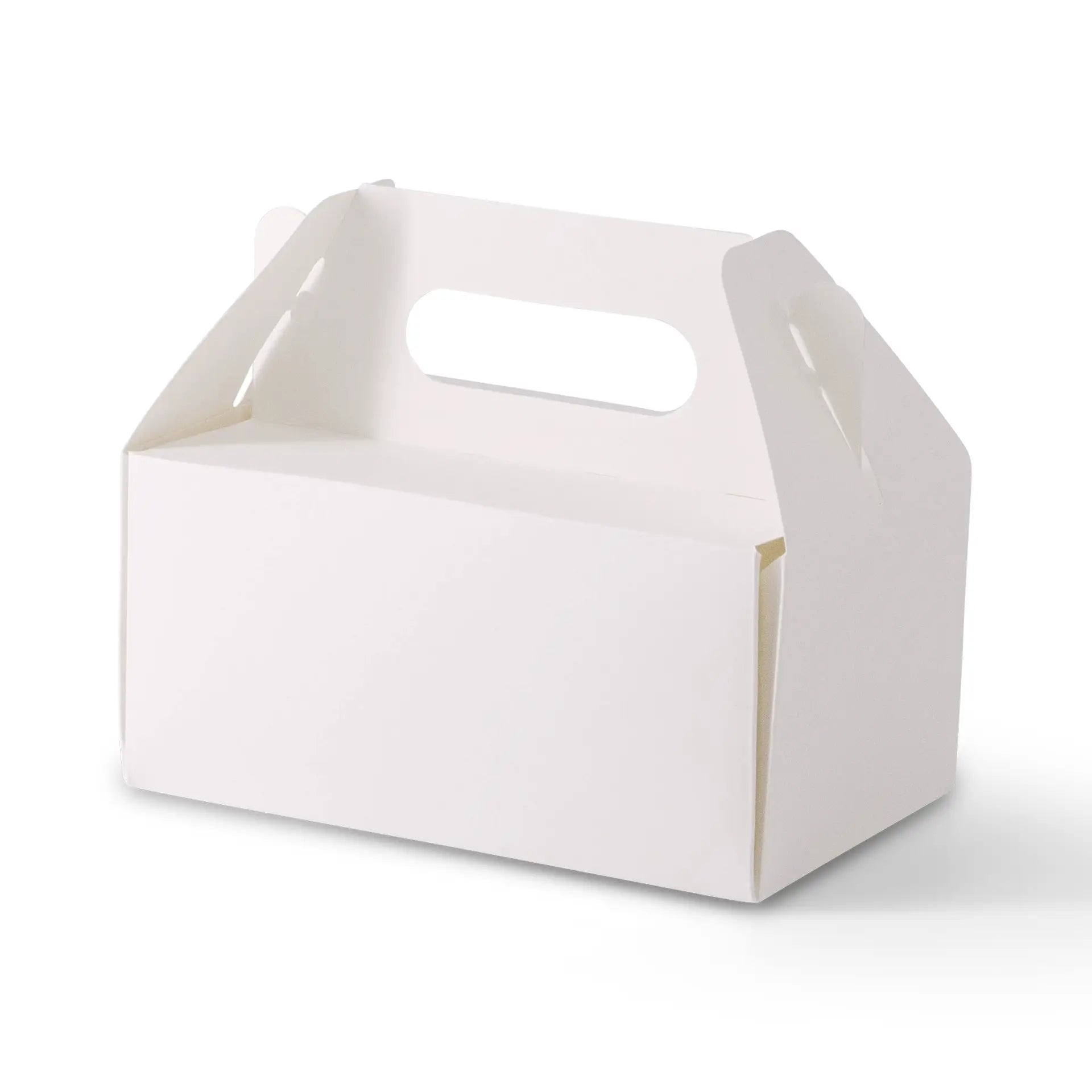 Boîte à gâteau en carton avec poignée, blanche et brune, pliable - toutes tailles