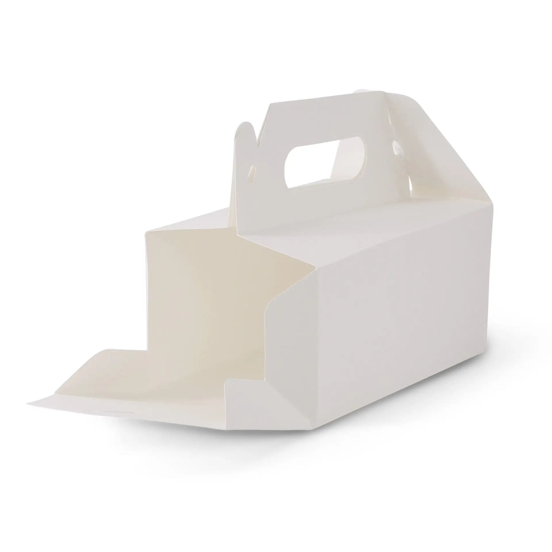 Boîte à gâteau en carton avec poignée, blanche et brune, pliable - toutes tailles