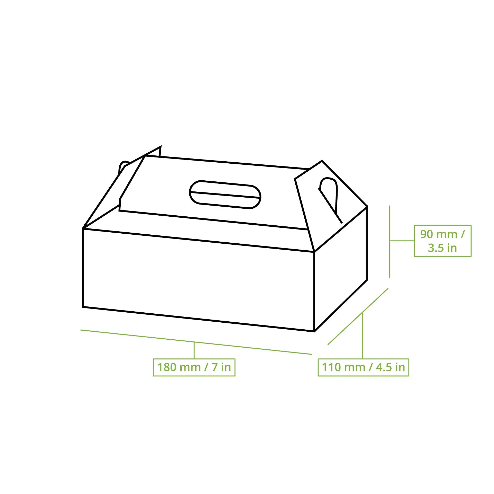 Boîte à gâteau en carton avec poignée, blanche et brune, pliable - toutes tailles